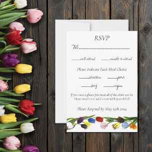 Vibrant Rainbow Minimalist Tulip LGBTQ+  RSVP Card