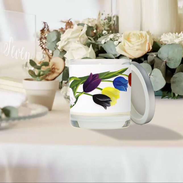 Vibrant Rainbow Minimalist Tulip LGBTQ+  Scented Candle (Creator Uploaded)