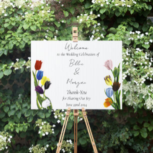 Vibrant Rainbow Minimalist Tulip LGBTQ+ Sign