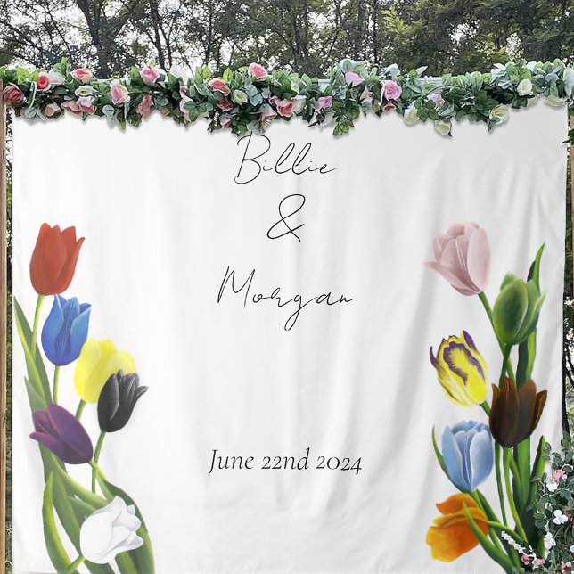 Vibrant Rainbow Minimalist Tulip LGBTQ+  Tapestry (Creator Uploaded)