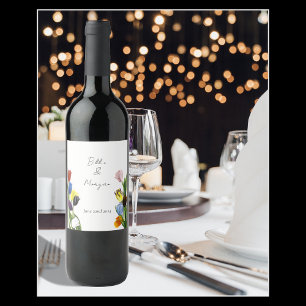 Vibrant Rainbow Minimalist Tulip LGBTQ+  Wine Label