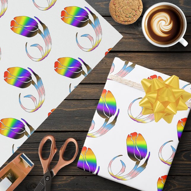 Vibrant Rainbow Minimalist Tulip LGBTQ+  Wrapping Paper (Creator Uploaded)
