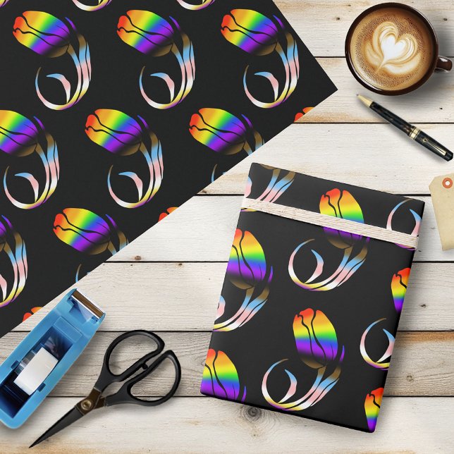 Vibrant Rainbow Minimalist Tulip LGBTQ+  Wrapping Paper (Creator Uploaded)