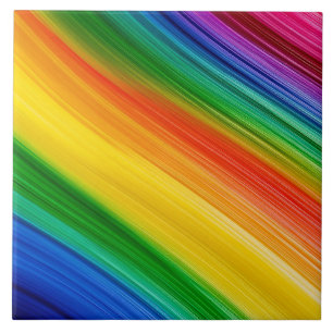 Vibrant Rainbow of Colors Ceramic Tile
