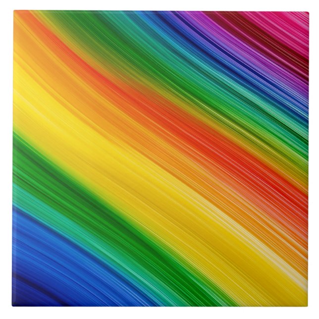 Vibrant Rainbow of Colors Ceramic Tile (Front)