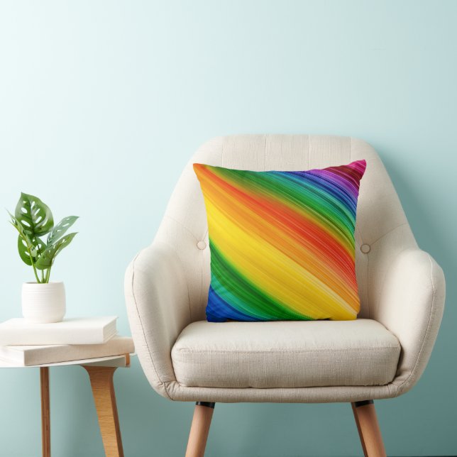 Vibrant Rainbow of Colors Throw Pillow (Chair)