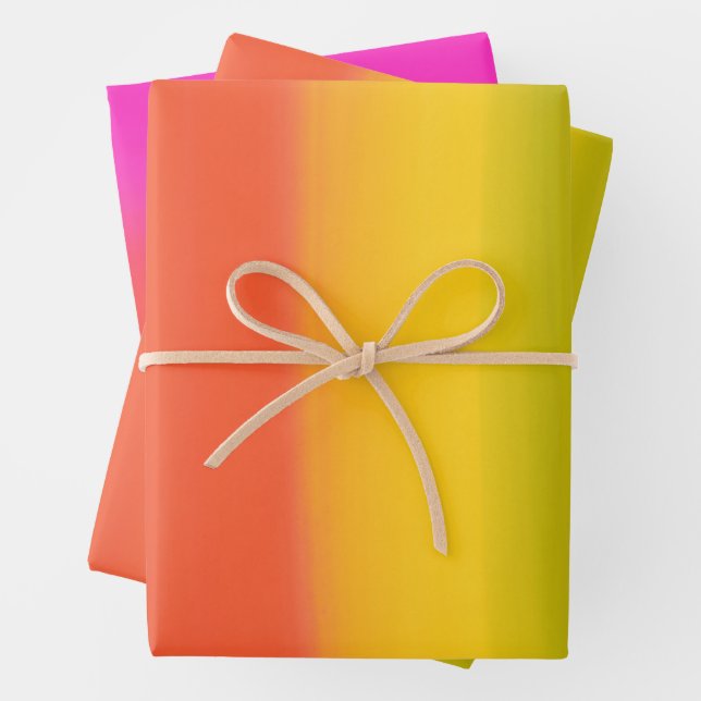 Vibrant Rainbow Ombre Bold Modern Birthday Wrapping Paper Sheets (In situ)
