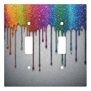 Vibrant Rainbow Paint Drips Light Switch Cover