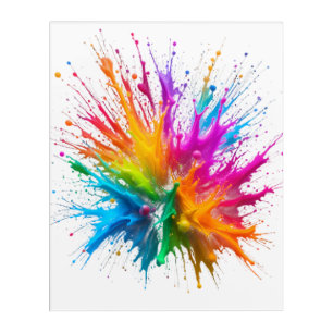 Vibrant Rainbow Paint Splatter Explosion Acrylic Print