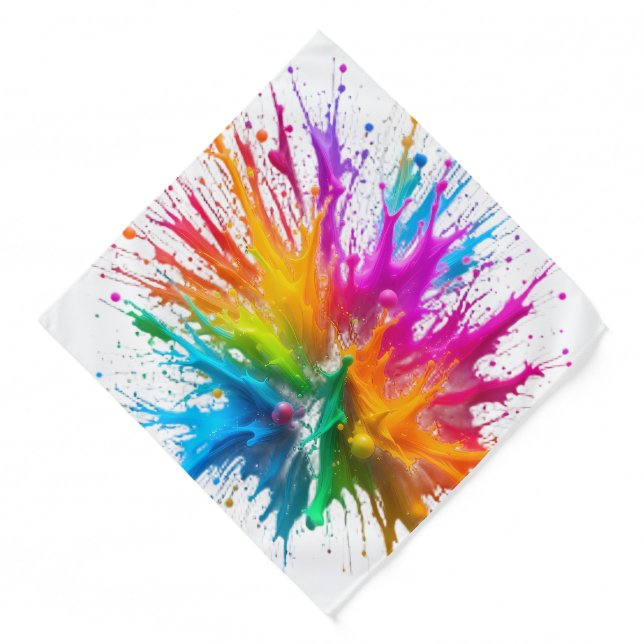 Vibrant Rainbow Paint Splatter Explosion Bandana (Front)