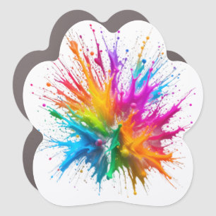 Vibrant Rainbow Paint Splatter Explosion Car Magnet