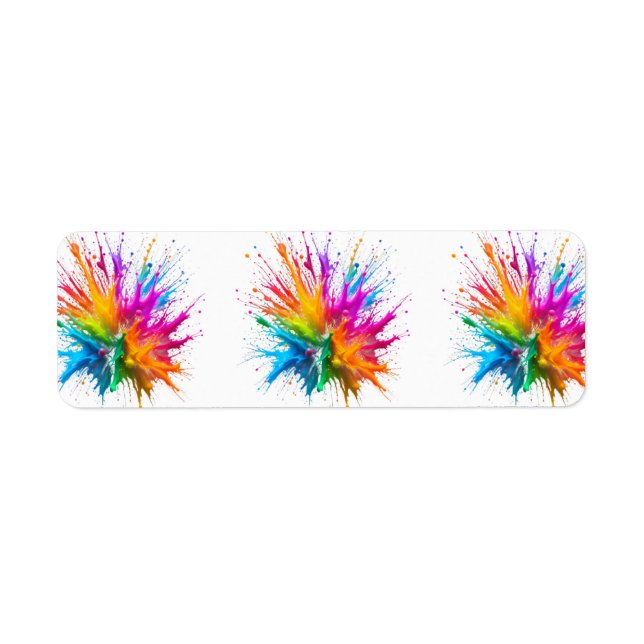Vibrant Rainbow Paint Splatter Explosion Label (Front)