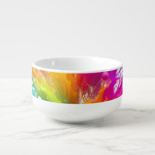 Vibrant Rainbow Paint Splatter Explosion Soup Mug