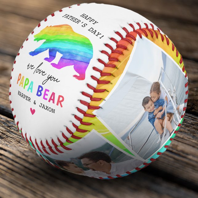 Vibrant Rainbow Papa Bear Dad Gift Baseball (Creator Uploaded)