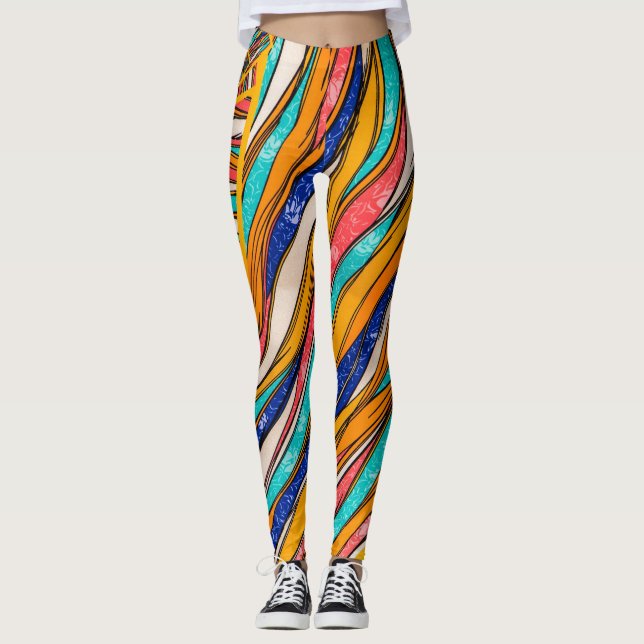 Vibrant  Rainbow Pattern Girl's Leggings (Front)
