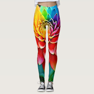 Vibrant Rainbow Petal Dream Art Leggings