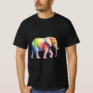Vibrant Rainbow Safari Elephant T-Shirt