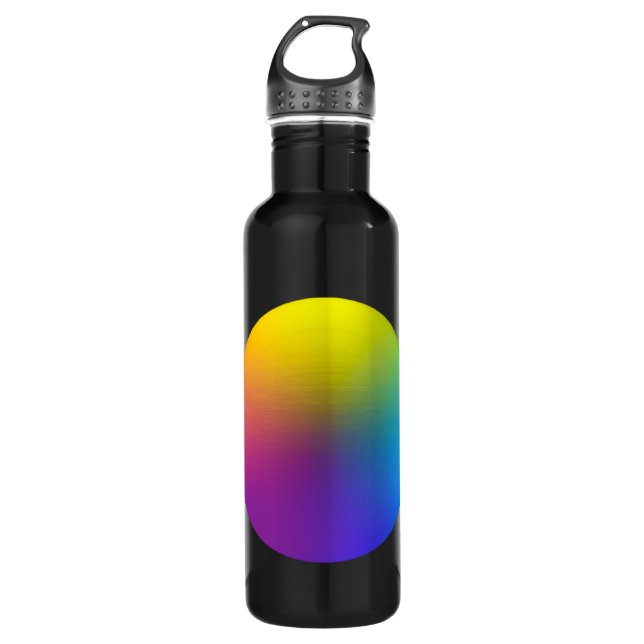 Vibrant Rainbow Sphere Geometric Design Water Bottle (Front)