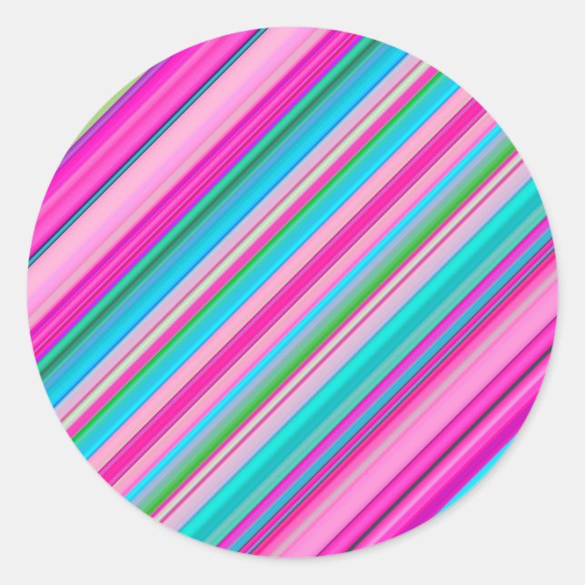 Vibrant Rainbow Stripe Pattern Design Classic Round Sticker (Front)
