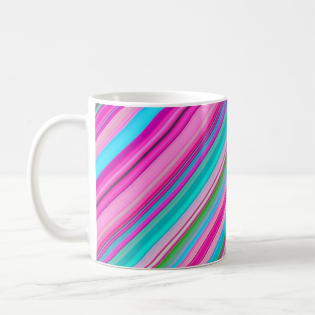 Vibrant Rainbow Stripe Pattern Design Coffee Mug (Left)