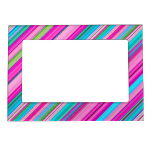 Vibrant Rainbow Stripe Pattern Design Magnetic Frame