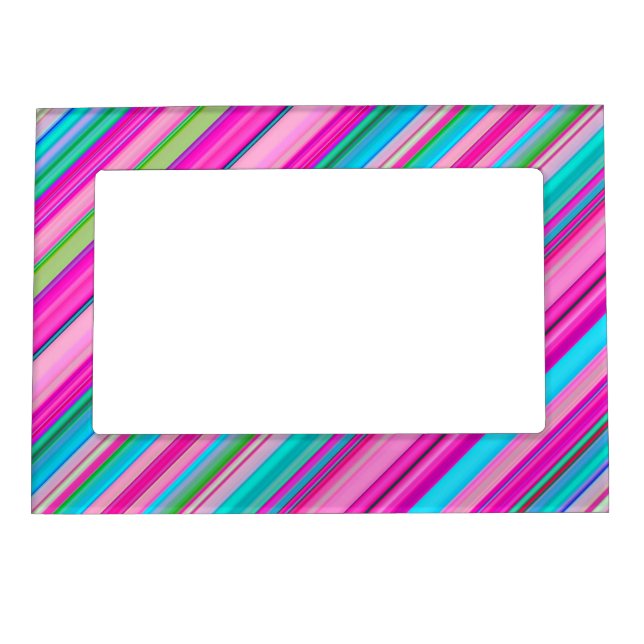 Vibrant Rainbow Stripe Pattern Design Magnetic Frame (Front)
