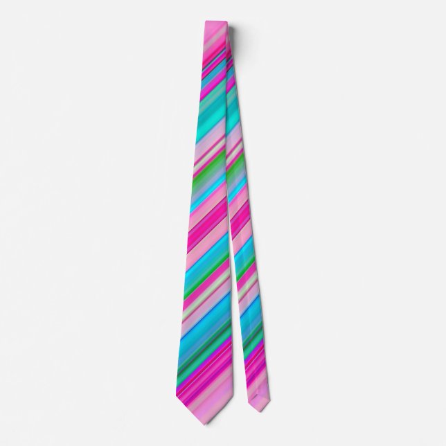 Vibrant Rainbow Stripe Pattern Design Neck Tie (Front)