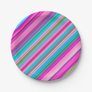 Vibrant Rainbow Stripe Pattern Design Paper Plates