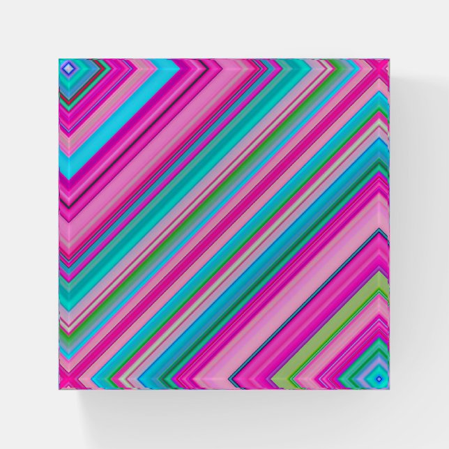 Vibrant Rainbow Stripe Pattern Design Paperweight (Front)
