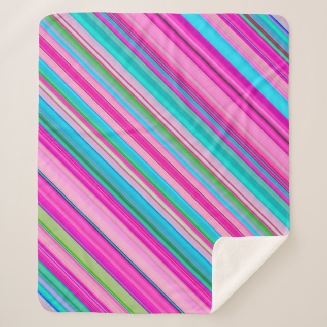 Vibrant Rainbow Stripe Pattern Design Sherpa Blanket (Front)