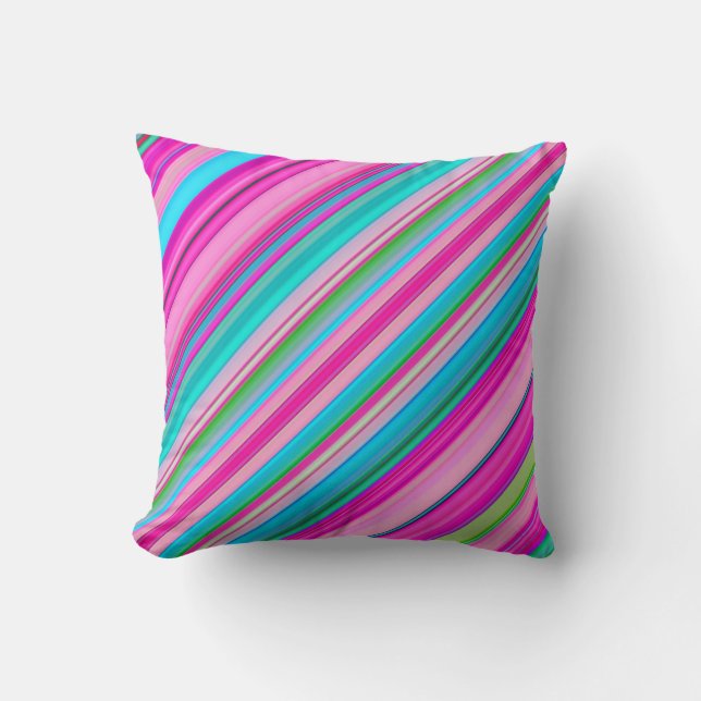 Vibrant Rainbow Stripe Pattern Design Throw Pillow (Front)