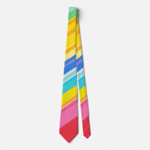 Vibrant Rainbow Stripes Pattern, Colorful Modern Neck Tie