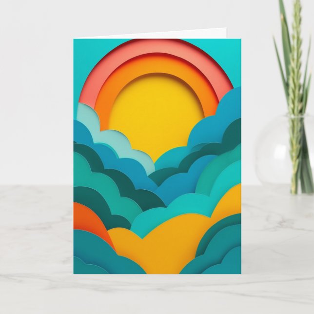 Vibrant Rainbow Sunrise Card (Front)