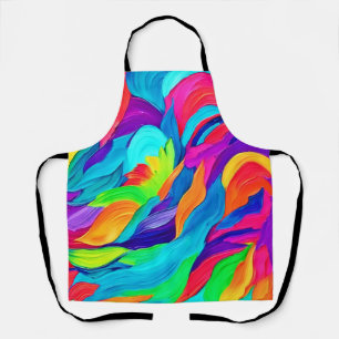 Vibrant Rainbow Swirls Abstract Art Apron