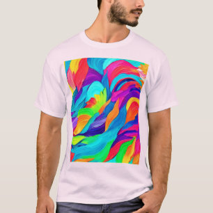 Vibrant Rainbow Swirls Abstract Art T-Shirt
