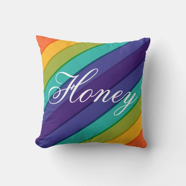 Vibrant Rainbow  Throw Pillow (Front)