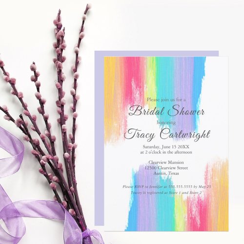 Vibrant Rainbow Watercolor Bridal Shower Invitation