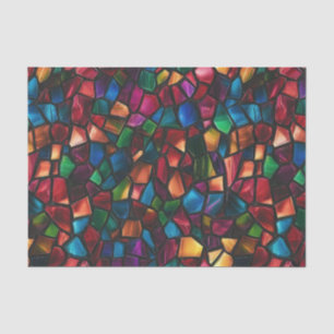 Vibrant Rainbow Watercolor Mosaic Stained Glass  Tissue Paper