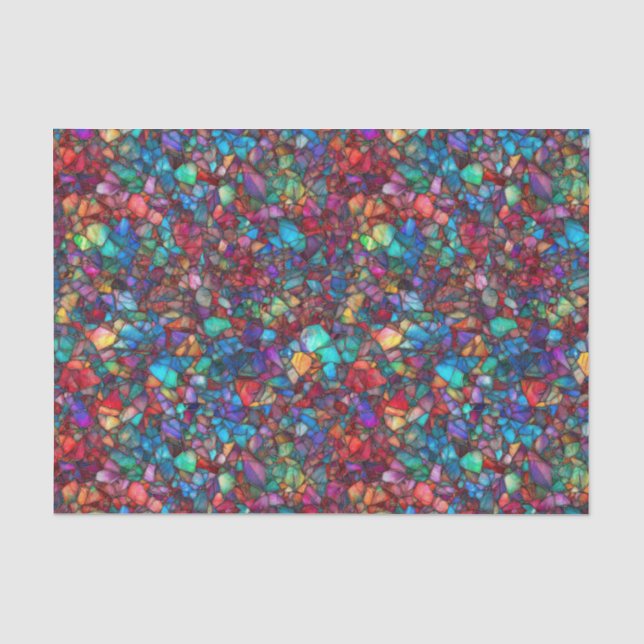 Vibrant Rainbow Watercolor Mosaic Stained Glass  Tissue Paper (Front)