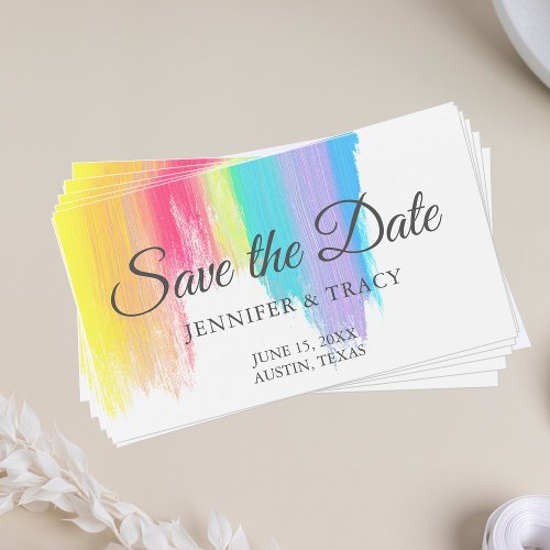 Vibrant Rainbow Watercolor Save the Date Magnet