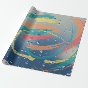 Vibrant Raindrop Effect Brushstroke Wrapping Paper