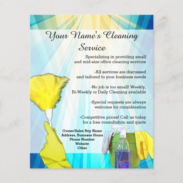 Vibrant Ray Business Office Cleaning Service Flyer (Front)