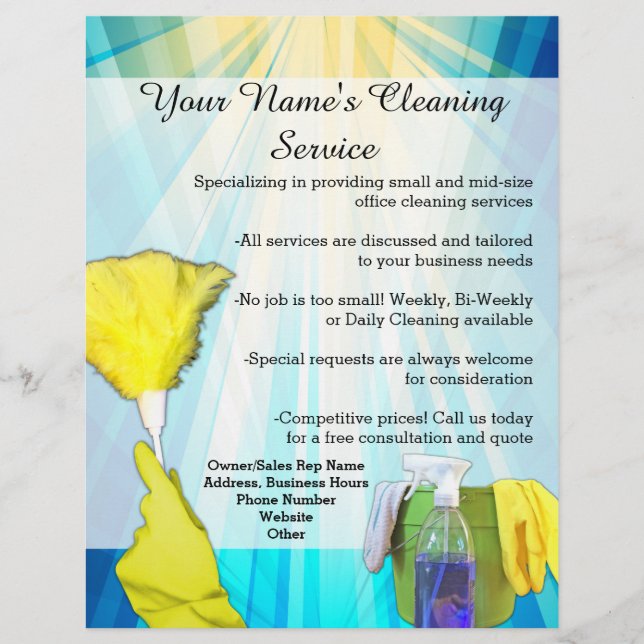 Vibrant Ray Business Office Cleaning Service Flyer (Front)