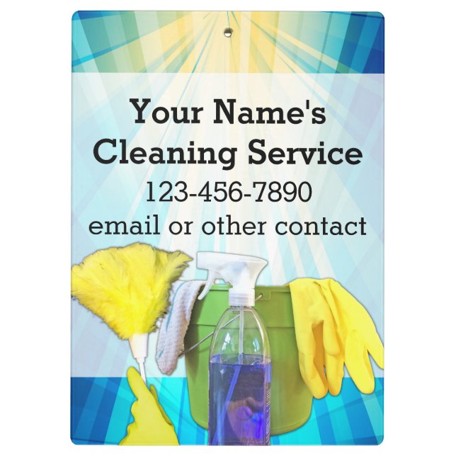 Vibrant Rays Custom Cleaning Service Business Clipboard (Back)