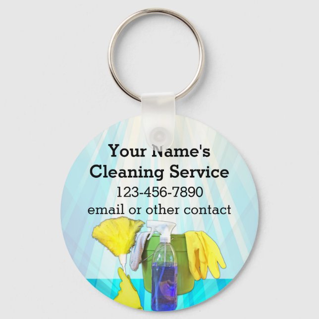 Vibrant Rays Custom Cleaning Service Business Keychain (Front)