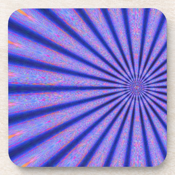 Vibrant Rays of Color Blue Digital Art Beverage Coaster