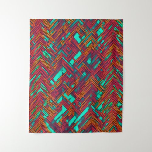 Vibrant Red Abstract Tapestry