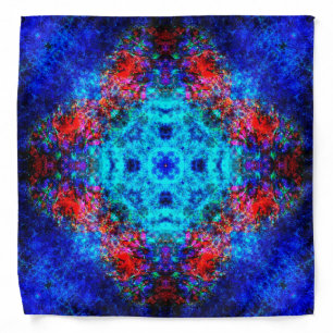 Vibrant red and blue mandala bandana