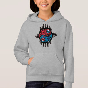 Vibrant Red and Blue Poison Dart Frog Yin Yang Hoodie