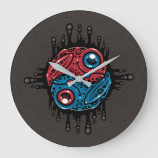 Vibrant Red and Blue Poison Dart Frog Yin Yang Large Clock